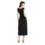 A New Day Knit Ballet Sleeveless Pleated Side Slit Midi Shift Dress Black S
