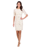 Eliza J Womens Sequin-Lace Puff-Shoulder Dress EJ4M3436 Ivory Off White 6