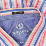 Bugatchi Mens Classic Fit Striped 100% Cotton Dress Shirt Blue Pink Multi XL