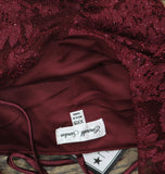 Emerald Sundae Juniors Glitter Lace Bodycon Open Back Mini Dress Dark Red 2XS