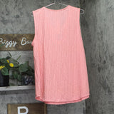 Ny Collection Womens Sleeveless Ribbed Top with Triple Rings Conch Shell Pink XL
