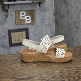 Lucky Brand Womens Elsie Double Band Round Toe Wedge Sandals Bone Brown 6M