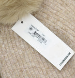 Steve Madden Fine Rib Knit Faux Fur Pom Beanie SMA5075M Oat Brown