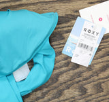 Roxy Womens One Piece Lattice Front Swimsuit 434001903 Teal Blue L