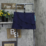 Coco Reef Waisted Mesh Ruffle Tiered Layer Swim Skort Skirt Navy Captain Blue XL