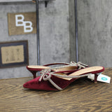 A New Day Womens Gwen Rhinestone Velvet Bow Heels 94656739 Burgundy Red 8M