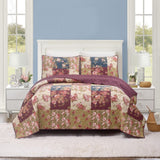 Modern Heirloom 2pc Cotton Germaine Quilt Set Navy / Burgundy / Gold Twin