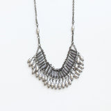 Express Chain Beaded Mini Tassel Design Choker Necklace Gunmetal Black 16" + 4"