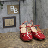 A New Day Square-Toe Mary Jane Block Heel Slingback 94305220 Red 7.5M