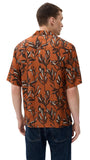 Officine Generale Button-Down Camp Shirt Rouille Iced Coffee Brown Multi S