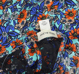 Belle Du Jour Floral Printed Lace Hem Tank Top Blouse With Scarf Blue / Multi M