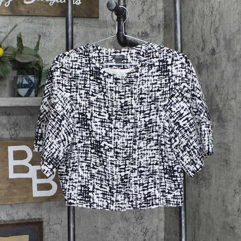 Kenneth Cole Reaction Asymmetrical Zip Half Sleeve Snap Front Jacket Multi 8