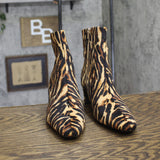 A New Day Womens Tigris Boots Ankle Block Heel Boots Brown Tiger Multi 8M
