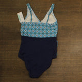 Swim Solutions Surplice Tummy-Control One-Piece Swimsuit Tile Together Blue 12