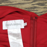 David's Bridal Womens Satin Trim Midi Knit A-Line Dress Red 18
