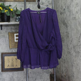 City Chic Womens Trendy Plus Size Wild Dobby V-neck Top Petunia Purple 24W