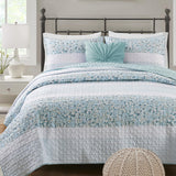 Madison Park 4pc Tulia Seersucker Coverlet Set Aqua Blue Multi Full / Queen