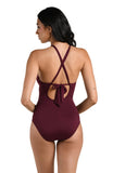 La Blanca High Neck Keyhole One Piece Swimsuit LB1IG27 Dark Cherry Red 8