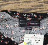 Polly & Esther Juniors Knit Ribbed Tunic Tie Front Shirt Top Black Multi M