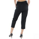 DKNY Womens Straight Leg Ankle Cropped Belted Pants XJ1PS623 Black Striped 4P