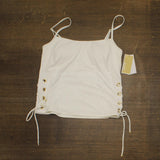 Michael Michael Kors Womens Side Tie Grommet Tankini Top Swim MM30322 White S