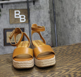 Franco Sarto Womens Terry5 Espadrille Wedge Sandal J4069L1 Tan Brown Leather 9M