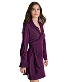 DKNY Womens Petite Collared-V-Neck Long-Sleeve Dress XD4G2C86 Raisin Purple 12P