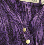 Notations Pleated Jacquard Blouse with 3/4 Bell Sleeves WNKU2046 Dark Purple 2X