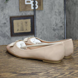 Journee Collection Womens Kim Patent Slip On Ballet Flats Nude Brown 7.5M