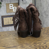 Universal Thread Patsy Tall Fringe Western Boots Cowgirl Chocolate Brown 6.5M`