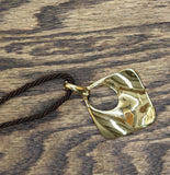 Premier Designs Cord Abstract Organic Pendant Necklace Gold / Brown 36" + 4"