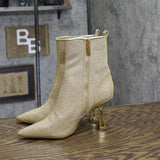 Michael Michael Kors Chain-Mesh Pointed-Toe Dress Booties Brown / Gold 5M