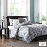 Madison Park Vienna Sateen Cotton 7-Piece Comforter Set Vienna Grey Queen