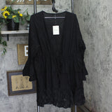 Raviya Lace-Inset Eyelet-Flounce Cover-Up 76301X Black 1X