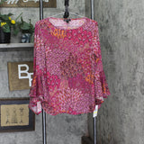 Prelude Womens Knit Bell-Sleeve Top Pink Peacock M