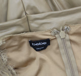 Bebe Womens Lace Midi Dress in Vegan Leather Brown L