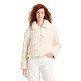 Universal Thread Faux Shearling Full Zip Side Pocket Jacket Cream Off White S