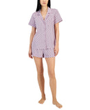 INC International Concepts Chain-Print Woven Pajama Set Geo Ring Purple 2XL
