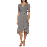 Tommy Hilfiger Womens Printed Faux Wrap Midi Dress A2AG1ZTF-005 Black Multi 16
