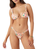 O'Neill Kelly Floral Solimar Scrunch Swim Bikini Bottom Pink / Orange Multi M