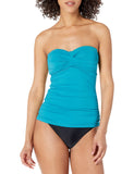 Anne Cole Womens Standard Twist Front Bandeaukini Swim Top Teal Blue S
