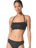 Michael Michael Kors Womens Studded Solids Bandeau Swim Bikini Top Black XS