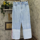 Peace Love World Reverse Pieced Straight Leg Denim Jeans Light Wash Blue 8