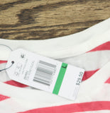 Nautica Womens Cotton Striped Crewneck T-Shirt Honeysuckle Pink / White Stripe L