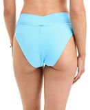 Becca Womens Modern Edge Textured Rib High-Waist Bikini Bottom Ice Blue XS