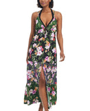 Bar III Womens Floral-Print Tiered Cover Up MBTH25834 Multi Black L