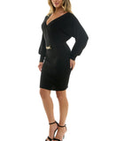 Rosie Harlow Juniors Surplice-Neck Dolman Sweater Dress MJJD843 Black S