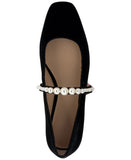 On 34th Womens Sarrya Pearl Mary-Jane Flats 10019682600 Black Velvet 5.5M