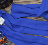 Belle Du Jour Floral Printed Lace Hem Tank Top Blouse With Scarf Blue / Multi M