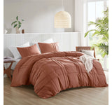 510 Design Porter Soft Wash Pleated 3-Piece Duvet Cover Set Clay Orange Queen